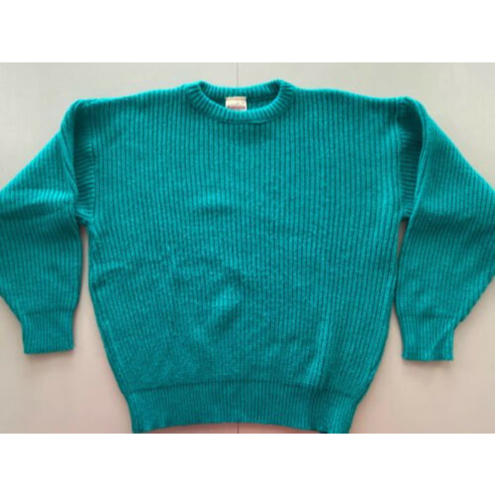 Huntington Ridge Cable Sweater Crew Neck Made USA Turquoise Blue Womens Sz M